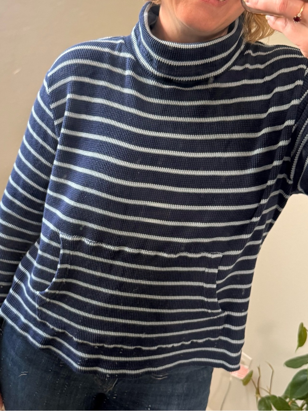 Pact Organic Cotton Navy and White Striped Lightweight Sweater - Picture 7 of 11